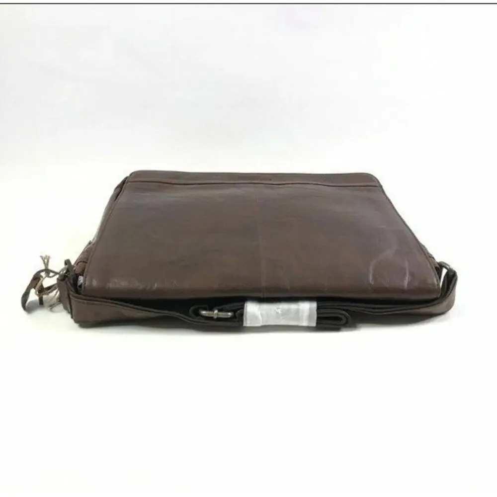 Spikes and Sparrow Noah Dark Brown Leather Crossbody Messenger Bag Laptop Travel